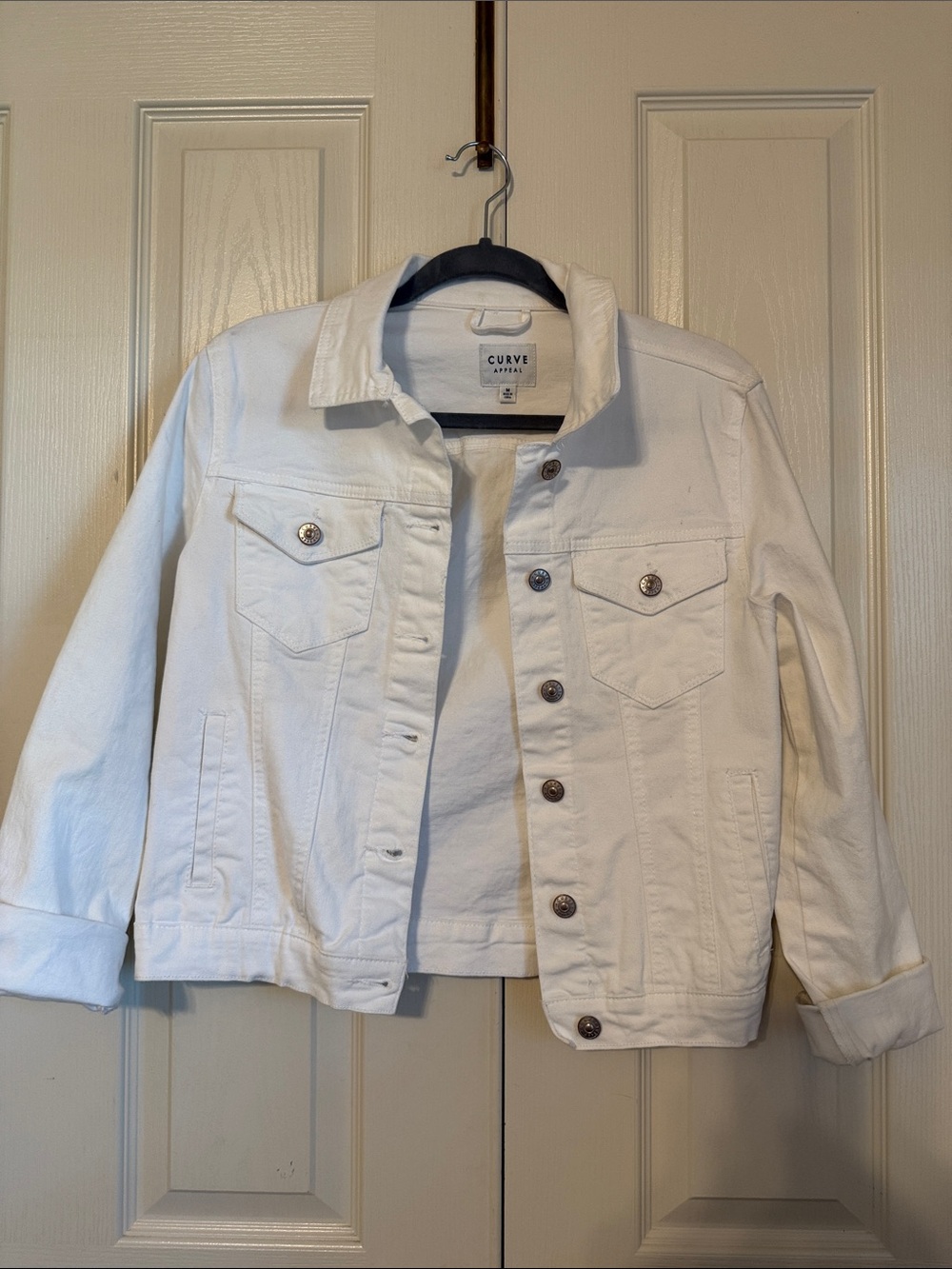 Curve Apparel White Denim Jean Jacket - Women's Classic Fit